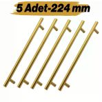 Mobilya Kulp Mutfak Dolap Çekmece Dolabı Kapak Kulpları Gold Altın 224 Mm 22.4 Cm Metal (5 Adet)