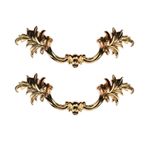 Mobilya kulpları Çinko alaşım Kapı tokmağı Vintage Elbise dolabı Çekme kulpları Retro Avrupa tarzı dolap kapıları için, çekmece, komodin, dolap, 2 adet (delik mesafesi 64 mm, altın)