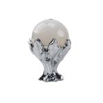 Mobilya kulpları elbise dolabı küresel kristal oyma çinko alaşım topuzlu kulp ayakkabı karton kulpları çekmece kapı kolu, dolap aksesuarı (Bright Chrome Base,White)