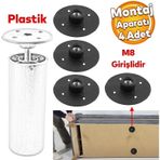 Mobilya Masa Baza Sehpa Montaj Ayagi Yuvarlak Plastik Baglanti Aparati M8 Civatali Tabani 4 Adet