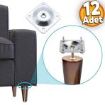 Mobilya Masa Baza Zigon Sehpa Ayağı Metal Bağlantı Aparatı M8 Civatalı Düz Ayak Tabanı (12 ADET)