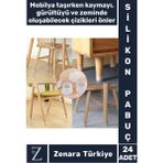 Mobilya Masa Sandalye Kayma Gürültü Zemin Çizilme Önleyen Koruyucu Silikon Pabuç Ayak Kılıfı 24 Adet