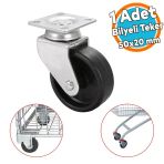 Mobilya Ofis Koltuk Tekeri Vidalı Yük Taşıma Alışveriş Sepeti Tablalı Teker 50 MM x 20 mm Siyah