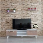 Mobilya Sepeti ( Ms 70 ) Mdf Tv Ünitesi Dolabı,raflı,beyaz-Ceviz - Beyaz - Ceviz