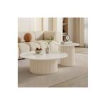 Mobilya Stant Most Bohem Orta Sehpa Beyaz 2'li Set %100 Ahşap 85 Cm. Çap (EVİNİZE TESLİM)
