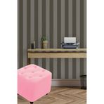 Mobilya Stant Most Hallow Kapitoneli Kare Puf 11 Pembe Kadife Kumaş (Evinize Teslim)