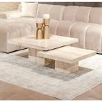 Mobilya Stant Most Marmoris Traverten Mermer Görünümlü %100 Mdf Orta Sehpa Set Bej (Evinize Teslim)