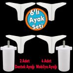 Mobilya Tv Ünitesi Koltuk Kanepe Destek Ayağı 12 Cm Beyaz Baza Ayakları M8 Destek 6'Lı Set