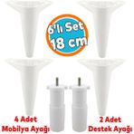 Mobilya Tv Ünitesi Koltuk Kanepe Konsol Destek Ayağı Ayakları 18 cm Beyaz M8 6'lı Set