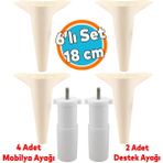 Mobilya Tv Ünitesi Koltuk Kanepe Konsol Destek Ayağı Ayakları 18 Cm Krem M8 6'Lı Set