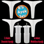 Mobilya Tv Ünitesi Konsol Koltuk Kanepe Destek Ayağı 17 Cm Beyaz Ayakları M8 Destek 6'Lı Set