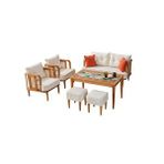 Mobilyabazari Flora Bahçe Mobilyası (salon, Balkon, Cafe, Ofis) 2+1+1+masa+2 Puf Krem