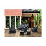 Mobilyabazari Rondi Siyah Rattan Bahçe Mobilyası (salon, Balkon, Cafe Ofis) 3+1+1+2puf+masa Naturel