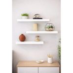 Mobilyacın 3'lü Uçan Duvar Rafı Set Gizli Raf- Beyaz 15x30
