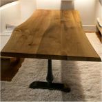 Mobilyacın Cafe Masa Ahşap Kütük Masa Damla Ayak 180X90 - Ceviz - 180 X 90