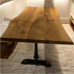 Mobilyacın Cafe Masa Ahşap Kütük Masa Damla Ayak 200X100 - Ceviz - 200 X 100