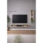 mobilyacın Dekoratif Duvar Rafı - Tv Ünitesi 2 Parçalı Traverten 90x90