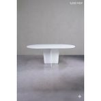 Mobilyacın Oval Salon Yemek Masası Kare Tek Ayak 160X90 -Beyaz