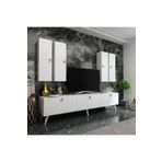 MobilyaFırsat Ideal Tv Ünitesi Duvar Raf Ve Duvar Dolaplı -1 Beyaz Q7020