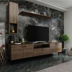 MobilyaFırsat Ideal Tv Ünitesi Duvar Raf Ve Duvar Dolaplı -2 Ceviz Q7026