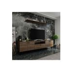 MobilyaFırsat Ideal Tv Ünitesi Duvar Raf Ve Duvar Dolaplı -2 Ceviz Q7027