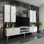 Mobilyafırsat Ideal Tv Ünitesi Duvar Raf Ve Duvar Dolaplı Q7021-1 Beyaz