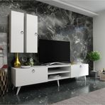 Mobilyafırsat Ideal Tv Ünitesi Duvar Raf Ve Duvar Dolaplı Q7022-1 Beyaz