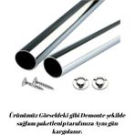mobilyap Interior Dolap Içi (132 Cm) Yuvarlak Krom Askı Borusu( Askı Borusu + Flanş + Vida) - Premium Kalite