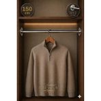 mobilyap Premium - Dolap Içi Yuvarlak Krom Askı Borusu Daire ( Askı Borusu + Flanş + Vida) - 1.kalite (150 Cm) - Metalik Gri