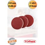 mobilyap Tomax 5 Adet 40 Kum Cırt Zımpara Kağıdı El Zımparaları Seti 150 mm Deliksiz Avuç Içi Spiral - Kırmızı