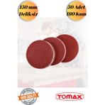 mobilyap Tomax 50 Adet 180 Kum Cırt Zımpara Kağıdı El Zımparaları Seti 150 mm Deliksiz Avuç Içi Spiral - Kırmızı