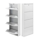 Mobilyapratik Beyaz Kilitli Metal Ayakkabılık - Ölçü seçeneği MAC4-4 Kapaklı - 50X15X136 h