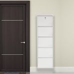 Mobilyapratik Beyaz Kilitli Metal Ayakkabılık - Ölçü seçeneği MAC5-5 Kapaklı - 50X15X169 h
