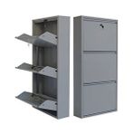 Mobilyapratik Gri Kilitli Metal Ayakkabılık Mac3 - 3 Kapaklı - 50X15x103 H