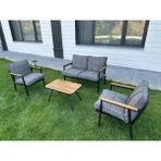 Mobimix Zen 2 1 1 Sehpa Hediyeli Balkon Takımı, Bahçe Mobilyası, Çay Seti, Kafe Oturm.a Grubu, Gri Renk - Açık Gri