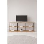 Mobitopya Çevir Kur 200 Cm Atlantik Çam Raflı Tv Sehpası, Tv Ünitesi 200*71*29 Cm