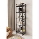 Mobitopya Nilamu 45 cm Kitaplık / Metal Aksamlı / Açık Raf / Organizer / Ofis / Ev / 5 Raflı Kitaplık - Antrasit