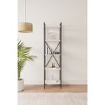 Mobitopya Nilamu 45 cm Kitaplık / Metal Aksamlı / Açık Raf / Organizer / Ofis / Ev / 5 Raflı Kitaplık - Beyaz