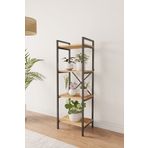 Mobitopya Nilamu Çam Saksılık, 4 Raflı, Metal Aksamlı, Kitaplık, Organizer, Ofis, Ev, Dekoratif 45*135*30 Cm