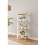 Mobitopya Nilamu Çam Saksılık | 4 Raflı Metal Aksamlı Organizer | Ofis Ev Dekoratif 45×135×30 Cm