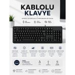 Mobixom Kablolu Klavye USB Girişli Dayanıklı Sessiz Tuşlu Q Klavye Ofis ve Oyun Uyumlu - Siyah