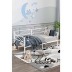 Mobpazar Luna Daybed Metal Karyola – Beyaz Ölçü Seçenekli | Yan & Arka Ferforce Destekli