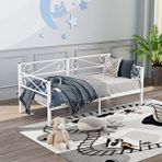 Mobpazar Luna Daybed Metal Karyola – Beyaz Ölçü Seçenekli | Yan ve Arka Ferforce Destekli