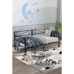 Mobpazar Luna Daybed Metal Karyola – Siyah Ölçü Seçenekli | Yan & Arka Ferforce Destekli 90X190 cm Siyah Renk - 90 x 190 cm
