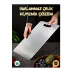 Mobzar Paslanmaz Metal Çelik Kesme Tahtası Üst Düzey Kaliteli Antibakteriyel Yüzey (1 ADET)