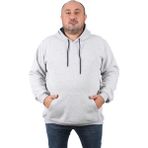 Moc Grande 11700 Gri Melanj Büyük Beden Basic Kapüşonlu Erkek Sweatshirt