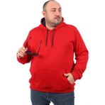 Moc Grande 11700 Kırmızı Büyük Beden Basic Kapüşonlu Erkek Sweatshirt