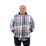 Moc Grande 22201 Mavi Büyük Beden Fermuarlı Cep Oduncu Erkek Sweatshirt