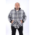 Moc Grande 22209 Gri Kangaroo Pocket Stripe Oduncu Gömlek Erkek Sweatshirt