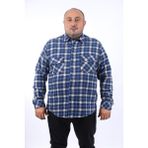 Moc Grande 22217 Saks Çift Cep Kapaklı Small Plaid Oduncu Erkek Gömlek